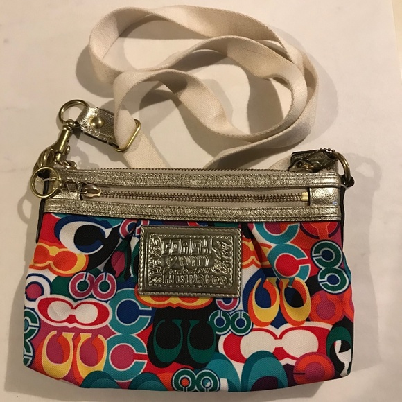 Coach Poppy Pop C Swingpack Brass/Multicolor/Gold - Picture 1 of 13